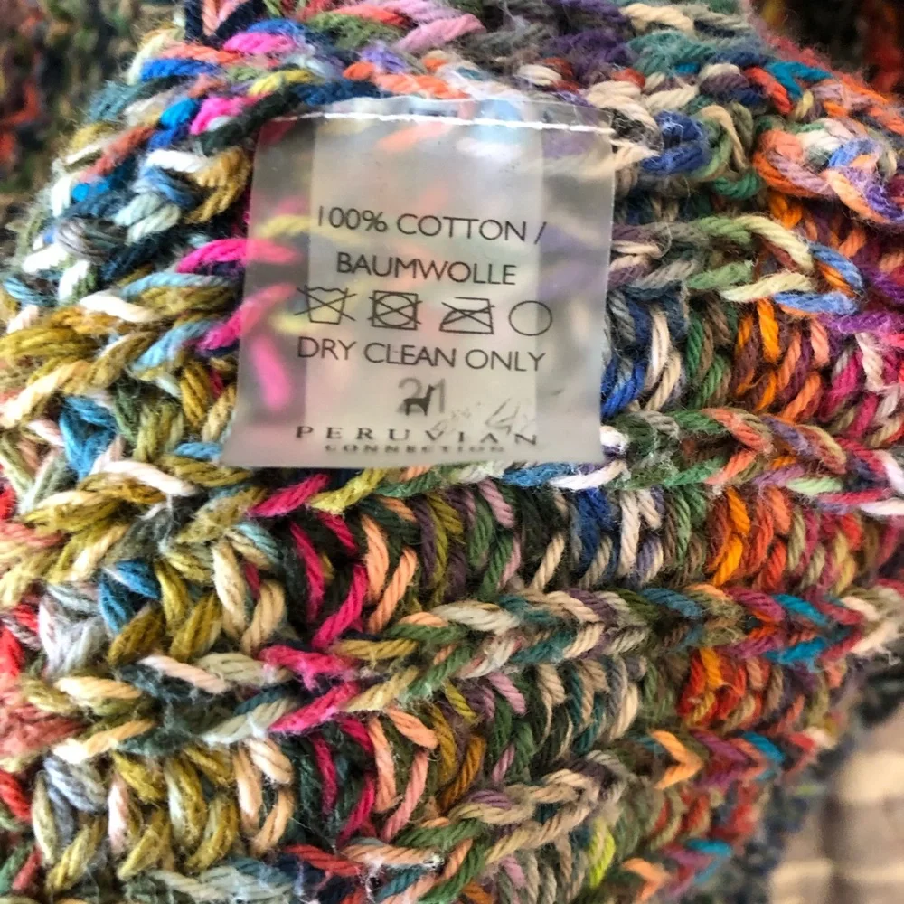 Peruvian Connection Grasse T-neck Turtleneck Sweater Multicolor Woven large Knit - Picture 3 of 4